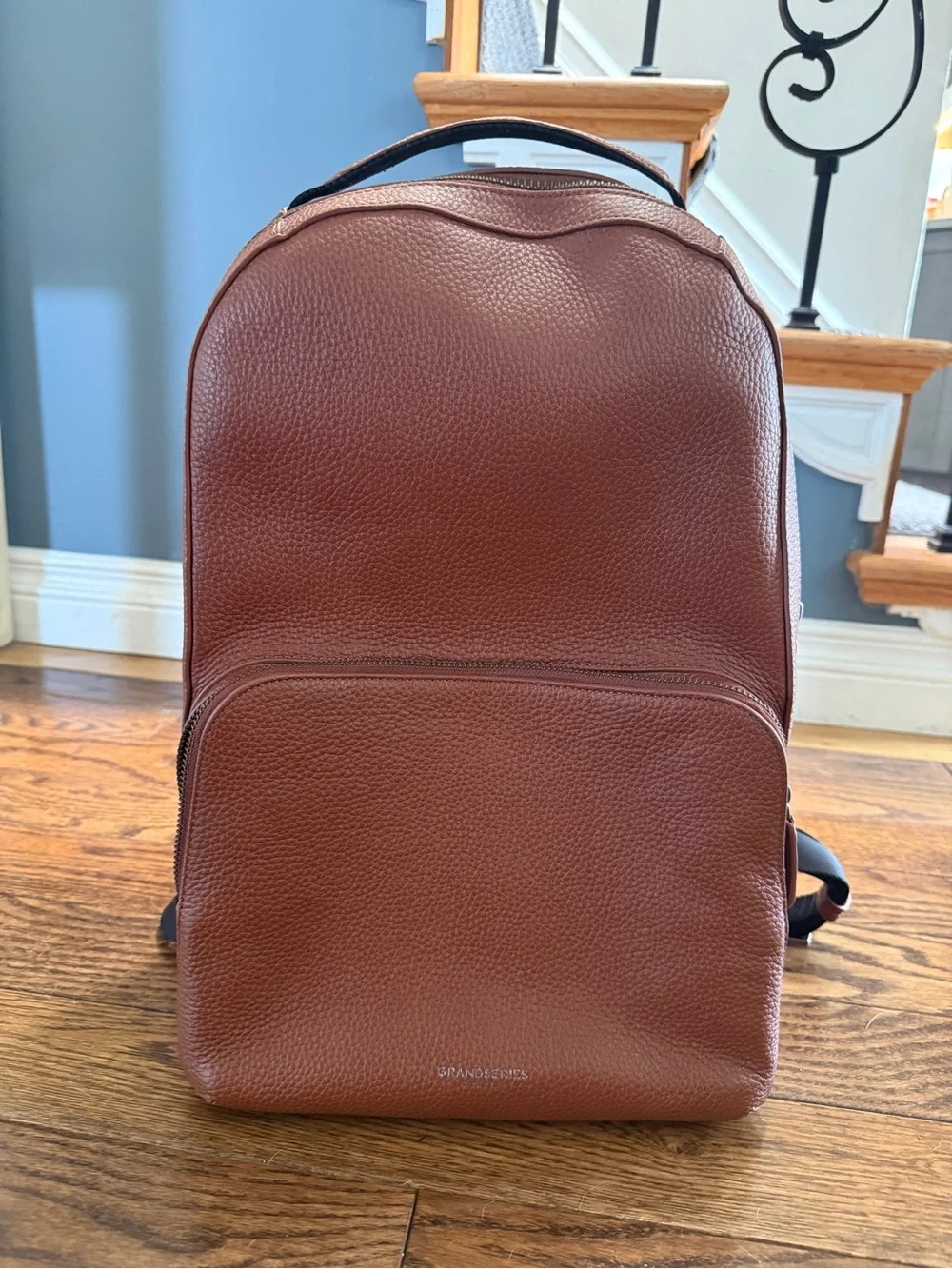Cole Haan Grand Series Leather Brown Backpack Zip Closure